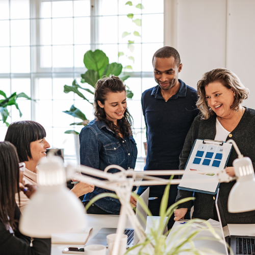 employees in a meeting